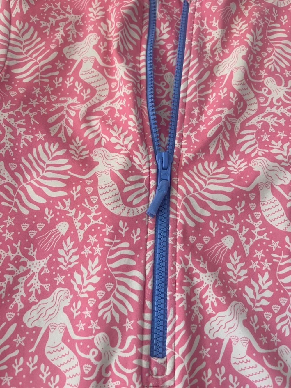 Boden Pink Mermaid Short-Sleeve One-Piece Swimsuit with Blue Zip - Picture 3 of 12